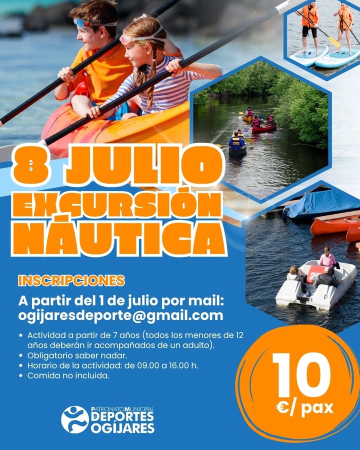 🚣‍♂️EXCURSIÓN NÁUTICA EN OGÍJARES 🚣‍♀️  
  
El Patronato Municipal de Deportes organiza una jornada llena de aventura y diversión en el embalse d...