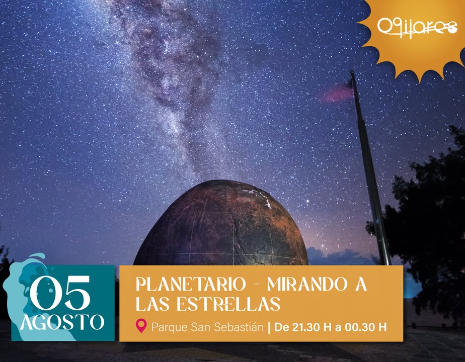 🌠 Planetario: Mirando a las Estrellas  
  
📅 Martes 5 de agosto  
📍 Parque de San Sebastián  
🕤 De 21:30 h a 00:30 h  
  
Disfruta en familia d...
