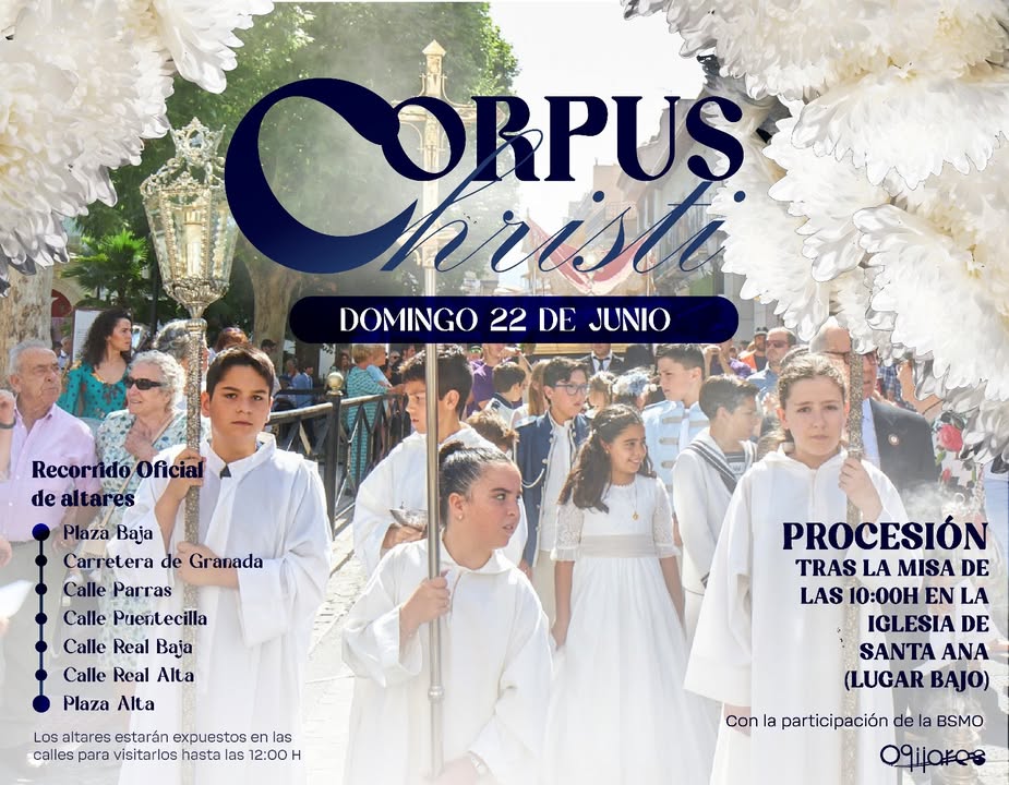✝️ Procesión del Corpus Christi en Ogíjares
El próximo domingo 22 de junio, celebramos una de las tradiciones más queridas: la procesión del C... ✝️ Procesión del Corpus Christi en Ogíjares
El próximo domingo 22 de junio, celebramos una de las tradiciones más queridas: la procesión del C...