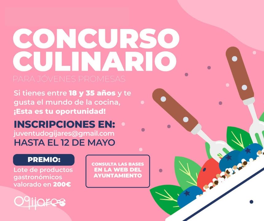 👨‍🍳 Concurso culinario para jóvenes promesas  
  
Si tienes entre 18 y 35 años y la cocina es lo tuyo… ¡Esta es tu oportunidad para brillar!  
  ...