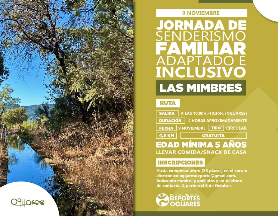 🚶 𝗝𝗼𝗿𝗻𝗮𝗱𝗮 𝗦𝗲𝗻𝗱𝗲𝗿𝗶𝘀𝗺𝗼 Familiar adaptado e inclusivo Las Mimbres🏞️  
  
👉 Os traemos una nueva jornada de senderismo para disfrutar de la naturalez... 🚶 𝗝𝗼𝗿𝗻𝗮𝗱𝗮 𝗦𝗲𝗻𝗱𝗲𝗿𝗶𝘀𝗺𝗼 Familiar adaptado e inclusivo Las Mimbres🏞️  
  
👉 Os traemos una nueva jornada de senderismo para disfrutar de la naturalez...