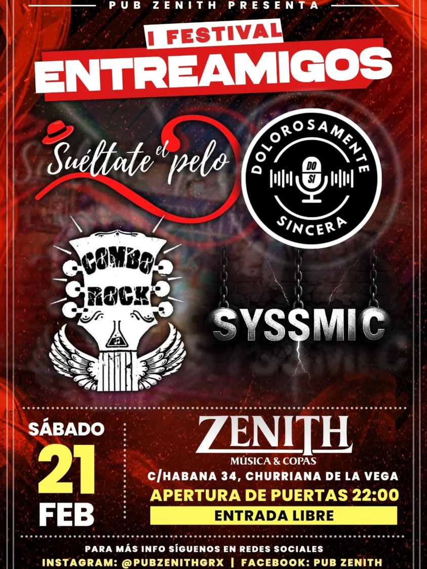 Este sábado tienes una cita con nuestro Combo Rock 🥁🎸en el @pubzenithgrx  1er festival "entreamigos", en el que disfru...