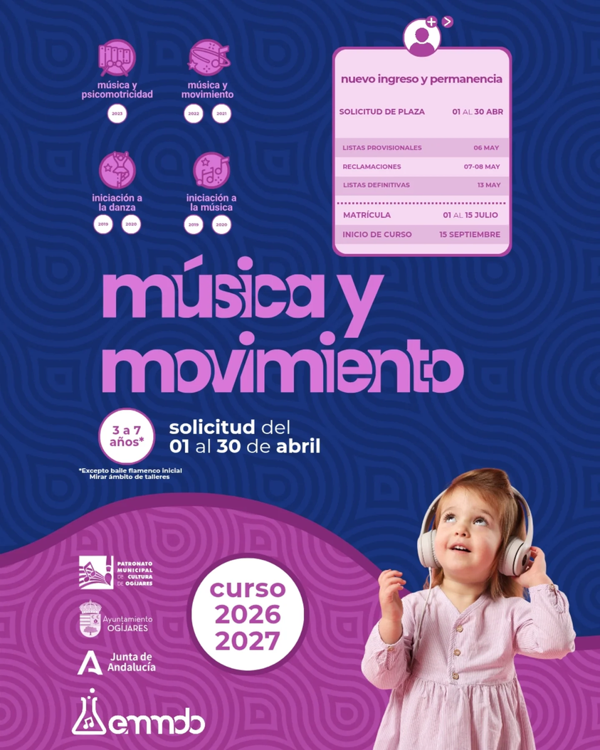 En el mes de abril se abre el plazo para solicitar el nuevo acceso o permanencia en el ámbito de Música y Movimiento (al...