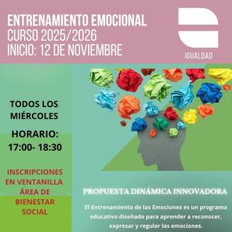 🧠 Taller de Entrenamiento Emocional · Curso 2025/2026  
  
Una propuesta dinámica e innovadora para reconocer, expresar y trabajar las emociones d...