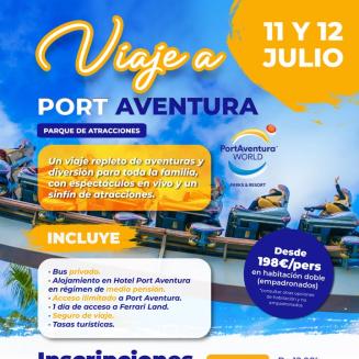🎢✨ VIAJE A PORT AVENTURA  
  
📅 11 y 12 de julio   
📍 Organiza: Concejalía de Juventud de Ogíjares  
  
Un viaje repleto de aventuras, diversió...