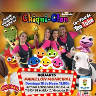 🎶 ¡Llega CHIQUI-CLAN!  
  
El próximo domingo 18 de mayo a las 12:00 h, el Pabellón Municipal se llenará de música y diversión con el espectáculo ...