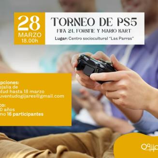 🎮 ¡TORNEO PS5 en Ogíjares! 🎮  
  
¿Listo para la competición? 🔥 Demuestra tu habilidad en FIFA 24, Fortnite y Mario Kart y compite por la victor...