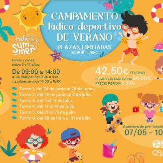 ¡El Campamento Deportivo de Verano de Ogíjares 2025 ya está aquí! 🏕️  
  
No te quedes sin tu plaza: ¡solo 65 plazas por turno!  
  
👧👦 Para niñ@...