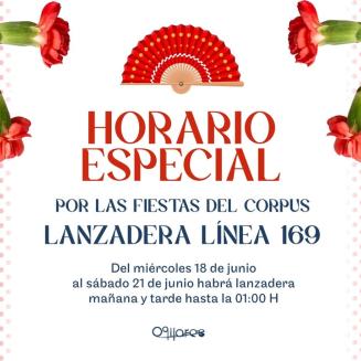 📢 Aviso importante sobre el servicio de lanzadera 🚐  
  
Con motivo de las Fiestas del Corpus de Granada, el servicio de lanzadera amplía su hora...