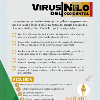 🔹 Protégete del Virus del Nilo Occidental  
El uso de repelentes de insectos es una medida eficaz y sencilla para prevenir picaduras. 🧴✅  
Recue...