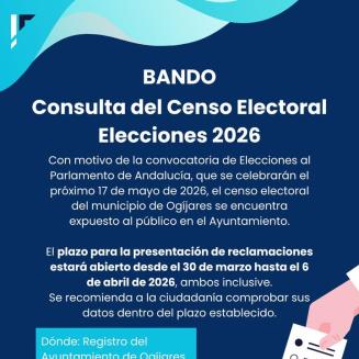 𝐁𝐀𝐍𝐃𝐎 𝐌𝐔𝐍𝐈𝐂𝐈𝐏𝐀𝐋  
  
📢 Con motivo de la convocatoria de Elecciones al Parlamento de Andalucía, que se celebrarán el próximo 17 de mayo de 2026, el...