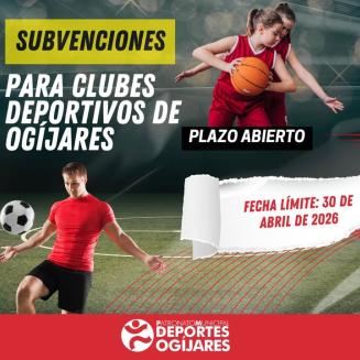 🏟️ Convocatoria de subvenciones para clubes deportivos de Ogíjares  
  
📢 Ya está abierto el plazo de presentación de solicitudes para la convocat...