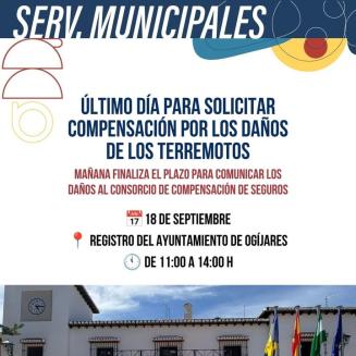 ⚠️ Mañana, 18 de septiembre, es el último día para solicitar al Consorcio de Compensación de Seguros los daños ocasionados por los terremotos.  
  ...