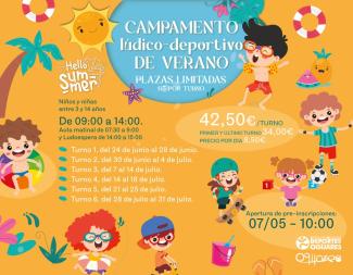 ¡El Campamento Deportivo de Verano de Ogíjares 2025 ya está aquí! 🏕️  
  
No te quedes sin tu plaza: ¡solo 65 plazas por turno!  
  
👧👦 Para niñ@...