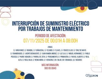 ⚡RECUERDA  – INTERRUPCIÓN PROGRAMADA DE SUMINISTRO ELÉCTRICO ⚡  
  
La empresa e-Distribución informa que el próximo viernes 7 de noviembre de 20...
