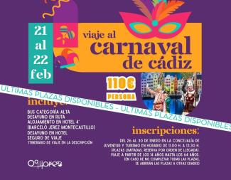 🎭✨ Viaje cultural a los Carnavales de Cádiz ✨🎭  
  
⚠️ ¡ÚLTIMAS PLAZAS DISPONIBLES! ⚠️  
  
Si aún no te has apuntado, esta es tu oportunidad p...