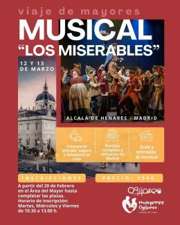 🎭✨ Viaje especial a Madrid: Musical “Los Miserables” ✨🎭  
  
La Concejalía del Mayor promueve un espectacular viaje los días jueves 12 y vierne...