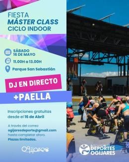 🚴‍♂️ Fiesta Máster Class – Ciclo Indoor en Ogíjares  
  
📅 Sábado 16 de mayo  
🕚 De 11:00 a 13:00 h  
📍 Parque San Sebastián  
  
Disfruta de u...