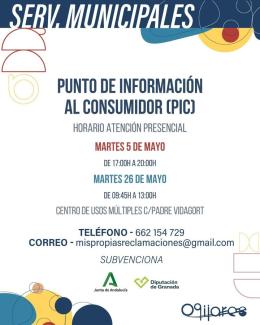 ℹ Punto de Información al Consumidor (PIC)  
  
Ya puedes consultar el nuevo horario del servicio gratuito de atención al consumidor en Ogíjares, d...