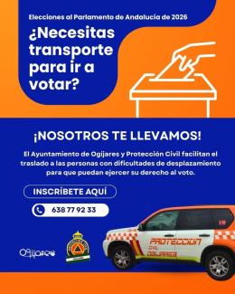 🗳️ En Ogíjares, nadie se queda sin votar  
  
El Ayuntamiento de Ogíjares, junto a Protección Civil, pone en marcha un servicio de traslado para ay...