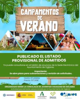 🏕️ Campamentos Infantiles 2026  
  
Ya está publicado el listado provisional de admitidos en los Campamentos Infantiles 2026, disponible para su co...