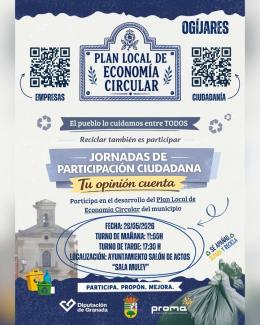 📢 Invitamos a participar en unas jornadas de participación ciudadana dentro del Plan Municipal de Economía Circular.  
  
🗓️ Mañana tendrán lugar ...