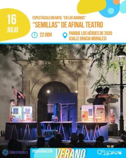 Espectáculo familiar "Semillas", de la compañía AFinal Teatro.  
  
✨ La magia del teatro de títeres llegará a los barrios de Ogíjares con una pro...