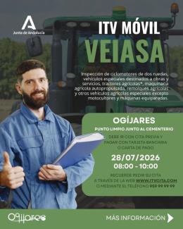 🚜 ITV Móvil en Ogíjares  
  
La unidad móvil de VEIASA se desplazará a nuestro municipio para realizar la inspección técnica de ciclomotores de do...