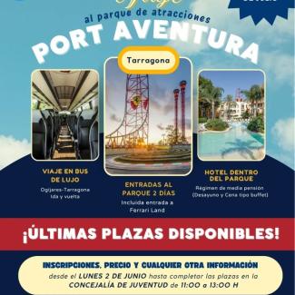 🎢 Última oportunidad para ir a PortAventura World  
  
‼️ÚLTIMAS PLAZAS ‼️  
  
La Concejalía de Juventud y el Patronato de Cultura subvencionan u...