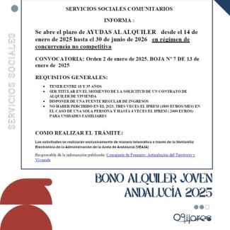 📢 ¡Solicita ya el Bono Alquiler Joven 2025! 🏠💶  
  
Hasta 250 € al mes durante 24 meses para jóvenes de hasta 35 años. Plazo abierto hasta el 30...