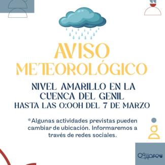 ⚠️🌧 AVISO AMARILLO POR LLUVIAS EN OGÍJARES🌧⚠️  
  
La Agencia Estatal de Meteorología (AEMET) ha activado el aviso amarillo por lluvias en la Cuenc...