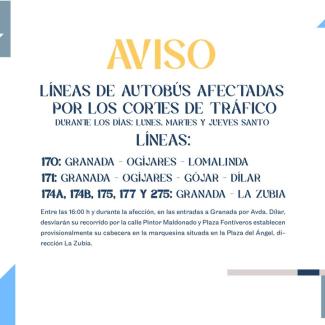 🚧 AVISO | Modificación de líneas de autobús afectadas por los cortes de tráfico 🚌  
  
Durante los días Lunes, Martes y Jueves Santo, las líneas ...