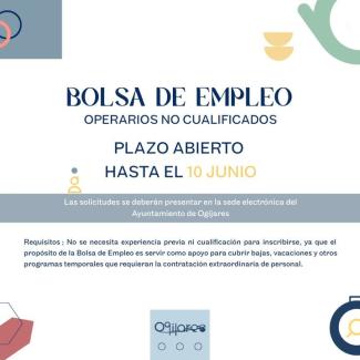 📢 Bolsa de Empleo abierta en Ogíjares  
  
La Concejalía de Empleo informa de la apertura de la Bolsa de Empleo para operarios no cualificados.  
...