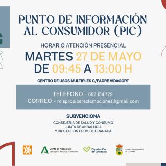 ℹ Punto de Información al Consumidor (PIC)  
  
El próximo martes 27 de mayo, estará disponible el servicio de atención al consumidor en Ogíjares. ...