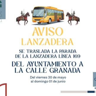 📣 AVISO IMPORTANTE - FERIA MEDIEVAL 🏰  
  
Con motivo de la celebración de la Feria Medieval, la parada de la lanzadera del Ayuntamiento se trasl...