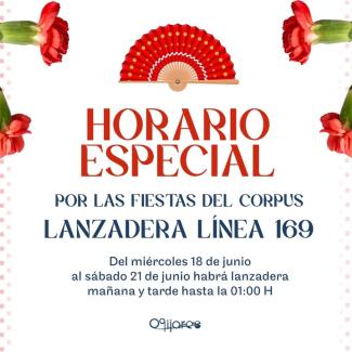 📢 Aviso importante sobre el servicio de lanzadera 🚐  
  
Con motivo de las Fiestas del Corpus de Granada, el servicio de lanzadera amplía su hora...