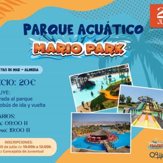 🌊 Excursión al Parque Acuático Mario Park  
  
💦 Este verano prepárate para deslizarte por los toboganes del parque acuático Mario Park en Roquet...