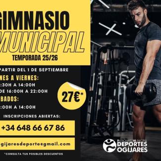 🏋️ ¡Vuelve el Gimnasio Municipal!  
Prepárate para ponerte en forma con nuestras instalaciones y horarios pensados para ti.  
  
📆 Desde el 1 de s...