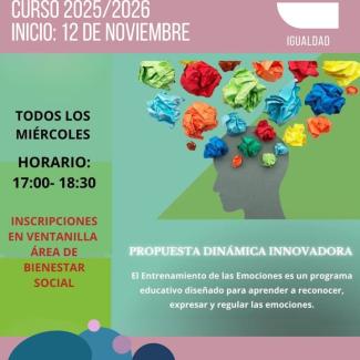 🧠 Taller de Entrenamiento Emocional · Curso 2025/2026  
  
Una propuesta dinámica e innovadora para reconocer, expresar y trabajar las emociones d...