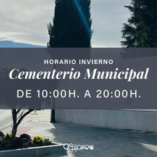 🕯️ Horario de invierno del Cementerio Municipal de Ogíjares 🌿  
  
Informamos a todos los vecinos y vecinas que, con la llegada del horario de inv...