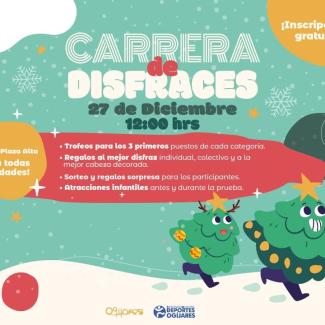 🥸 ¡Llega la esperada carrera de disfraces a nuestro pueblo!  
  
📆 27 de diciembre  
⏰ 12:00h  
📍 Salida desde Plaza Alta  
  
👩‍👧‍👦 PARA TO...