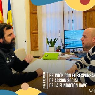 Reunión del alcalde con Gerard Aguilar, responsable de Acción Social de la @fundacionuapo , para trazar líneas de colaboración y cooperación entre ...