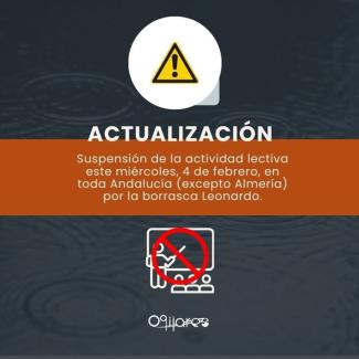 📢 AVISO IMPORTANTE | Ayuntamiento de Ogíjares  
  
Debido al paso de la borrasca Leonardo y siguiendo las indicaciones de la Junta de Andalucía, s...