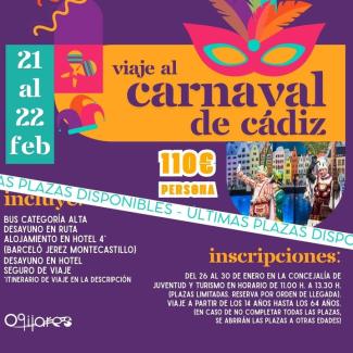 🎭✨ Viaje cultural a los Carnavales de Cádiz ✨🎭  
  
⚠️ ¡ÚLTIMAS PLAZAS DISPONIBLES! ⚠️  
  
Si aún no te has apuntado, esta es tu oportunidad p...