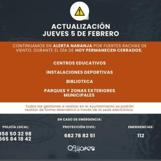 📢 AVISO IMPORTANTE | ALERTA NARANJA  
  
Desde el Ayuntamiento de Ogíjares recordamos a la ciudadanía que seguimos  en situación de alerta naranja...