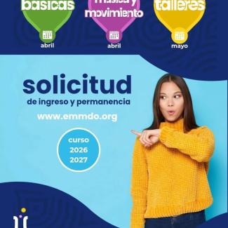 🎶🗓️ En el mes de abril se abrirá el plazo de solicitudes de nuevo ingreso y permanencia para los distintos ámbitos formativos de la EMMDO de Ogíja...