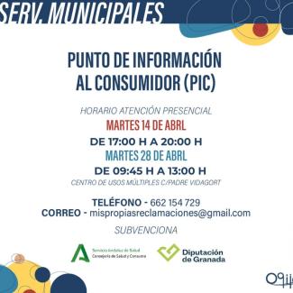 ℹ Punto de Información al Consumidor (PIC)  
  
Ya puedes consultar el nuevo horario del servicio gratuito de atención al consumidor en Ogíjares, d...