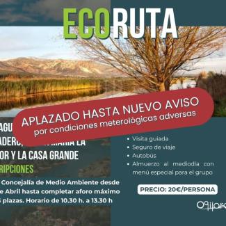 🌿 AVISO IMPORTANTE – ECORUTA LAGUNA DEL PADUL  
  
La ecoruta prevista para este domingo ha sido aplazada debido a condiciones meteorológicas adve...