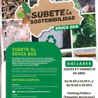 🌱 EDUCA BUS EN OGÍJARES  
  
📅 Jueves 9 y viernes 10 de abril  
🕙 De 10:00 a 14:00 h y de 16:00 a 20:00 h  
📍 Parking público (Pabellón Municip...