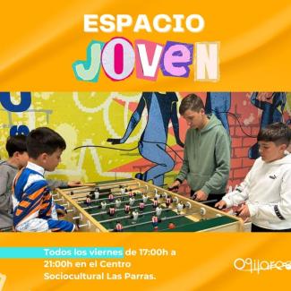 📢 Disfruta todos los viernes del Espacio Joven de Ogíjares  
  
Un punto de encuentro para nuestros jóvenes en el Centro Sociocultural Las Parras ...